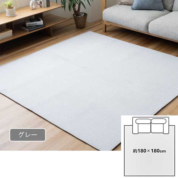 ラグ 2畳 洗える オールシーズン 180cm×180cm 滑り止め加工 スッキリと