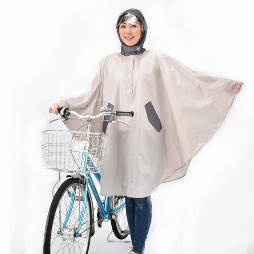 豪華レインポンチョ レインコート 自転車 レディース デザイン雨の日ポンチョ フリーサイズ ロング丈 収納袋付き
