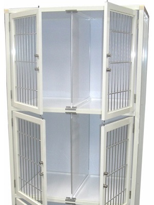１台大特価！ペット業務用三段犬舎 [800×550×H1765] HW-800N ペットホテル三段マンション HM−800G オール木目調 店舗
