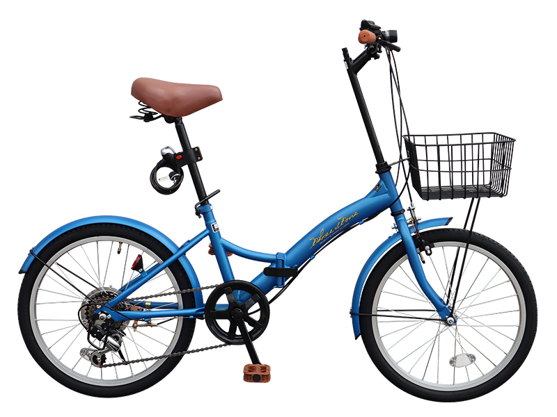 低価通販折りたたみ自転車 20インチ P-008N シマノ 6段変速 ホワイト ライト・鍵付き カゴ付き AIJYU CYCLE 20インチ～