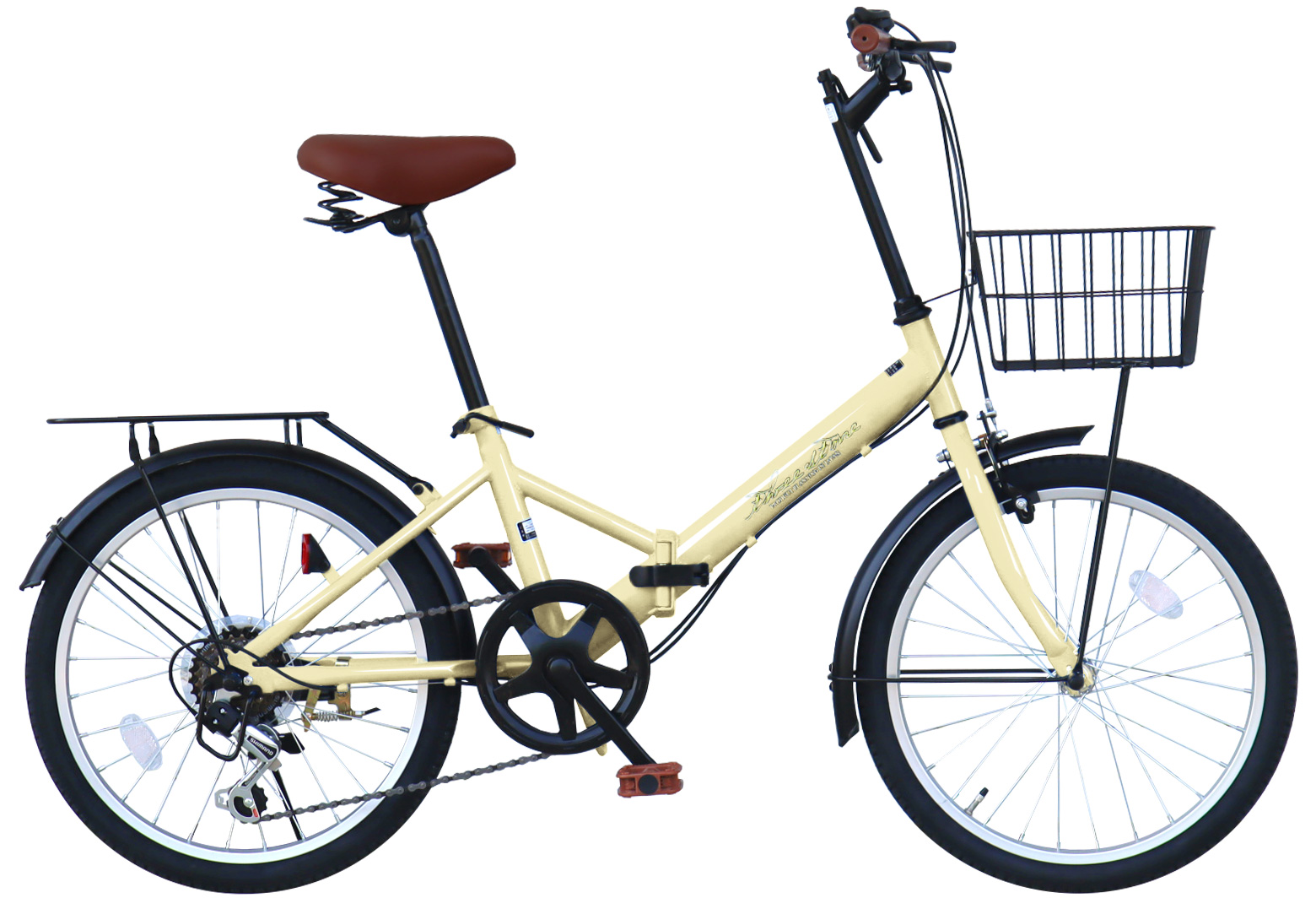 折りたたみ自転車 20インチ シマノ6段ギア カゴ付き 荷台付き ライト 鍵付き 通勤 通学 街乗り 新生活 折り畳み自転車 自転車 プレゼント ギフト [AJ-08C] | アイジュサイクル | 09