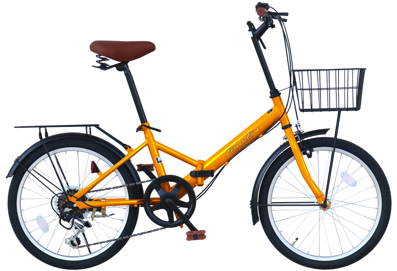 折りたたみ自転車 20インチ シマノ6段ギア カゴ付き 荷台付き ライト 鍵付き 通勤 通学 街乗り 新生活 折り畳み自転車 自転車 プレゼント ギフト [AJ-08C] | アイジュサイクル | 05