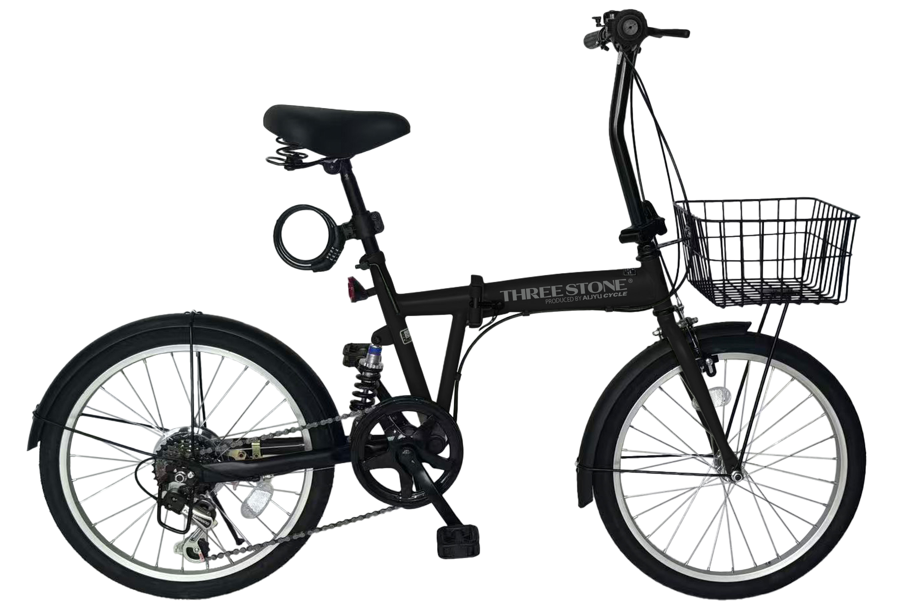Number 折りたたみ自転車 黒 小径 アイジュサイクル ノーパンク 折りたたみ自転車 20インチ シマノ 6段