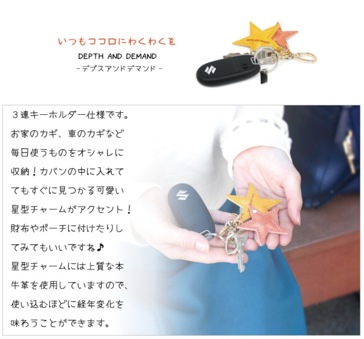 キーホルダー スター 本革 おしゃれ ブランド メンズ レディース ナスカン キーリング 星型 星 バッグチャーム レザー 革 可愛い イタリア 鍵 車 アクセサリー | DEPTH AND DEMAND | 07