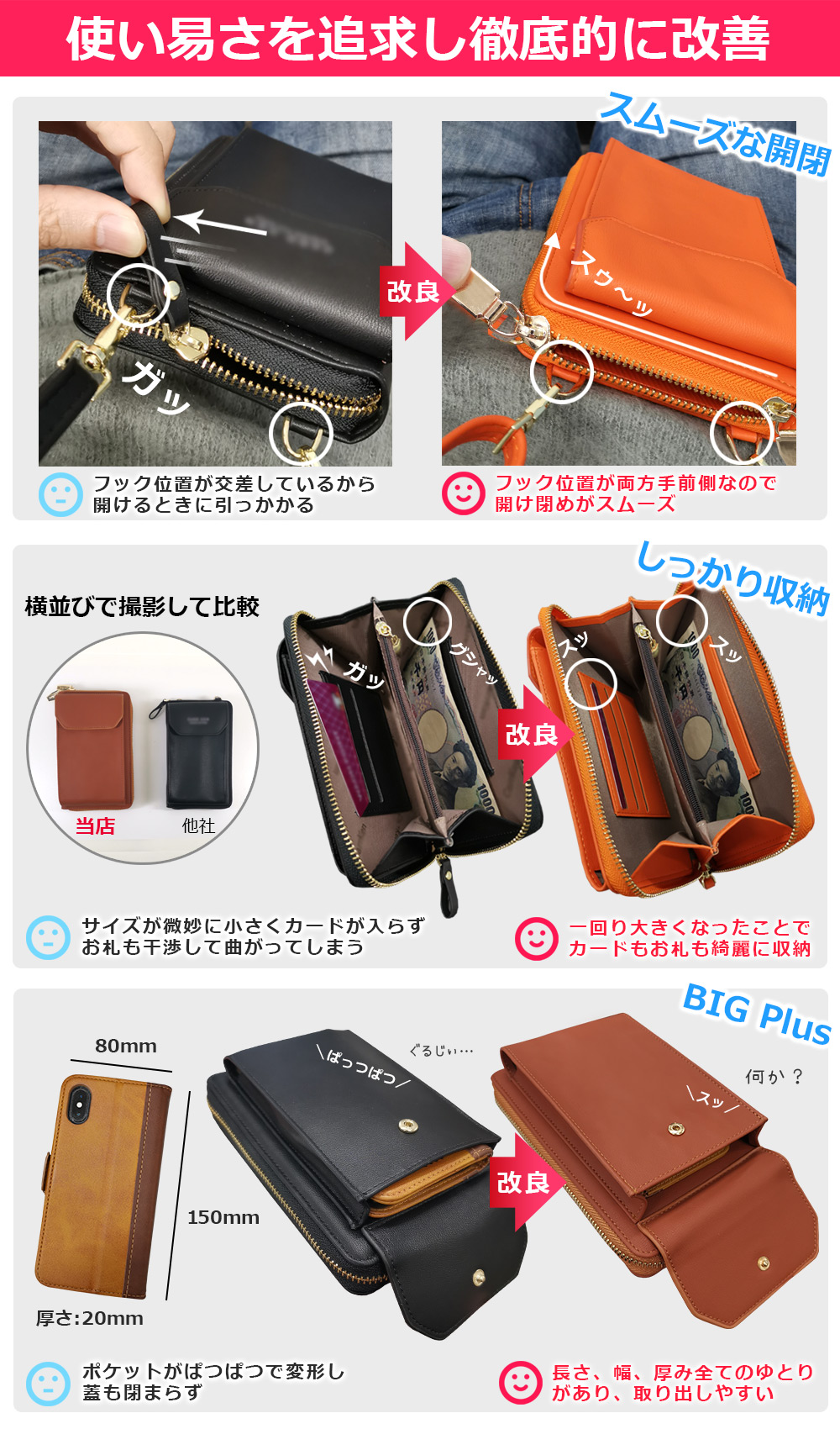 Nexus Spitze ちょいポシェ【新工場 ファスナー 改良版】BIG