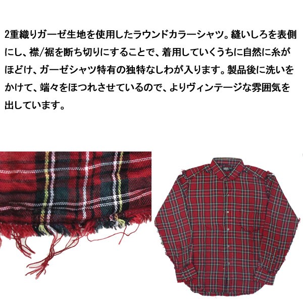 666 ORIGINAL ガーゼラウンドカラーシャツ L/S 長袖 レッド 666 ORIGINAL ガーゼラウンドカラーシャツ L/S 長袖 レッド