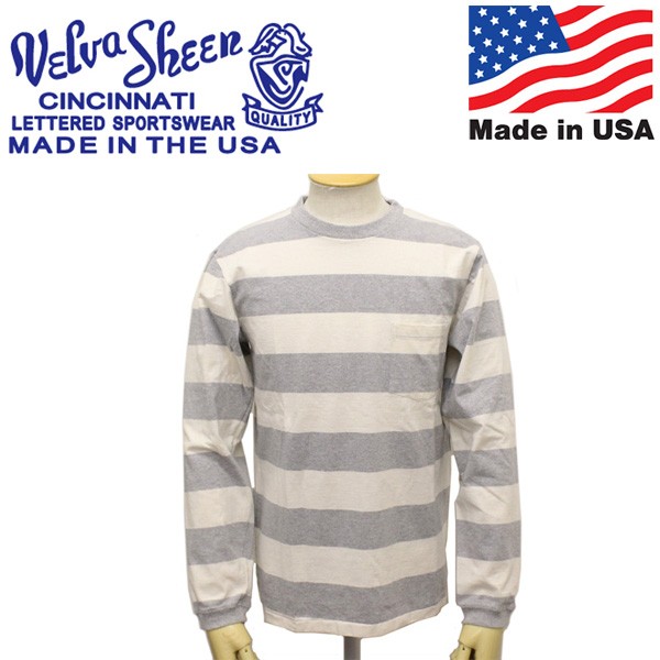 sale セール Velva Sheen (ベルバシーン) 161738W Wide Border L/S T-shirt  ワイドボーダー 長袖Tシャツ アメリカ製 VLVS011｜threewoodjapan｜02