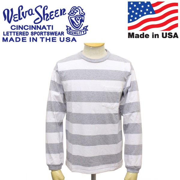 sale セール Velva Sheen (ベルバシーン) 161738W Wide Border L/S T-shirt  ワイドボーダー 長袖Tシャツ アメリカ製 VLVS011｜threewoodjapan｜03