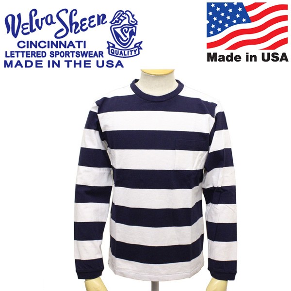 sale セール Velva Sheen (ベルバシーン) 161738W Wide Border L/S T-shirt  ワイドボーダー 長袖Tシャツ アメリカ製 VLVS011｜threewoodjapan｜04