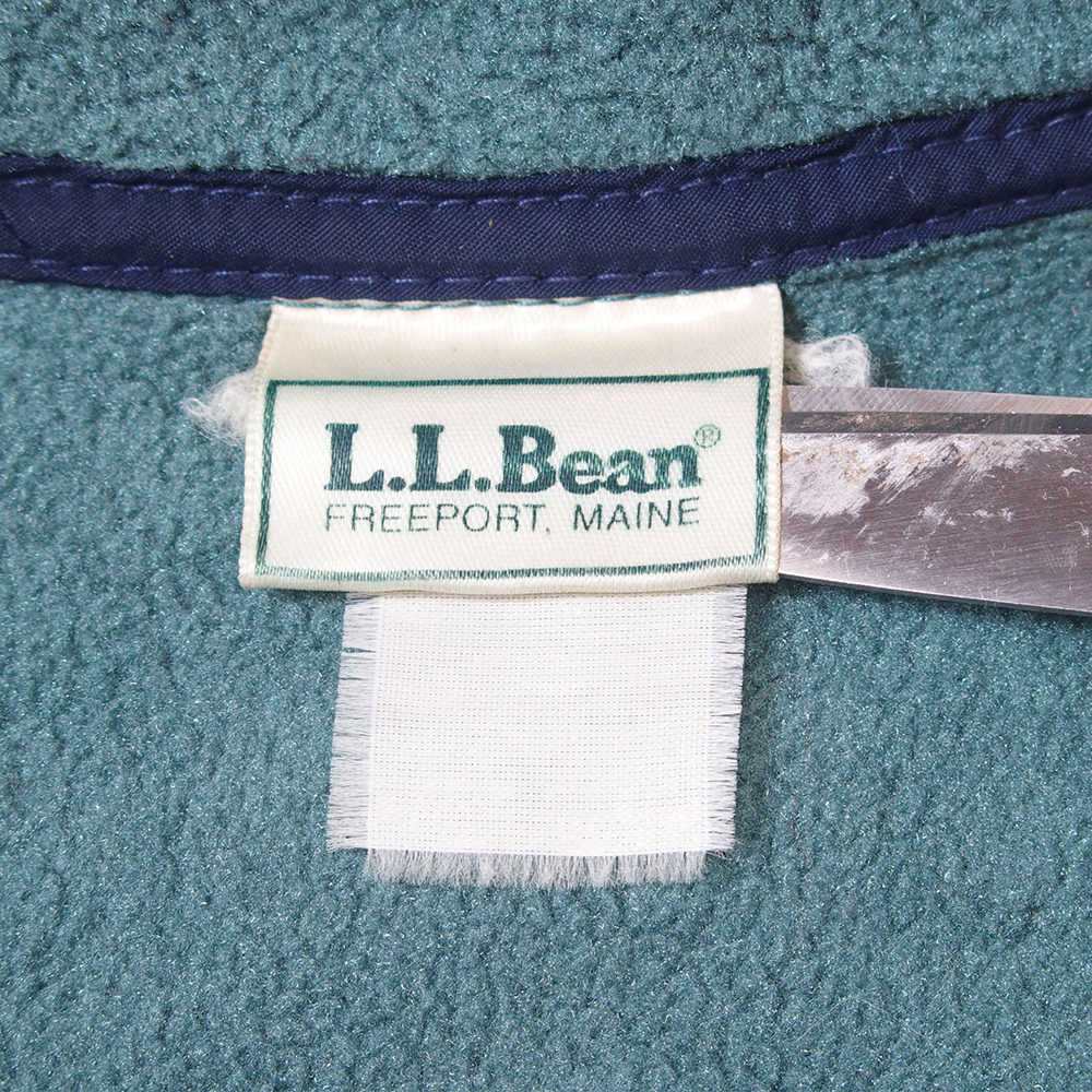 s L.L.Bean スナップT型 フリースジャケット 筆記体ロゴ グリーン