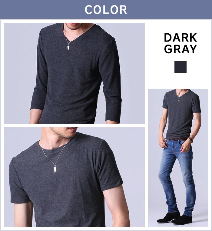 Tシャツ メンズ 半袖 7分袖 Vネック 丸首 カットソー おしゃれ 無地 七分袖 7分丈 長袖 ロンt ロングスリーブ トップス キレイめ ストレッチ Ftela フテラ Ftela 04 Thumbs Up 通販 Yahoo ショッピング