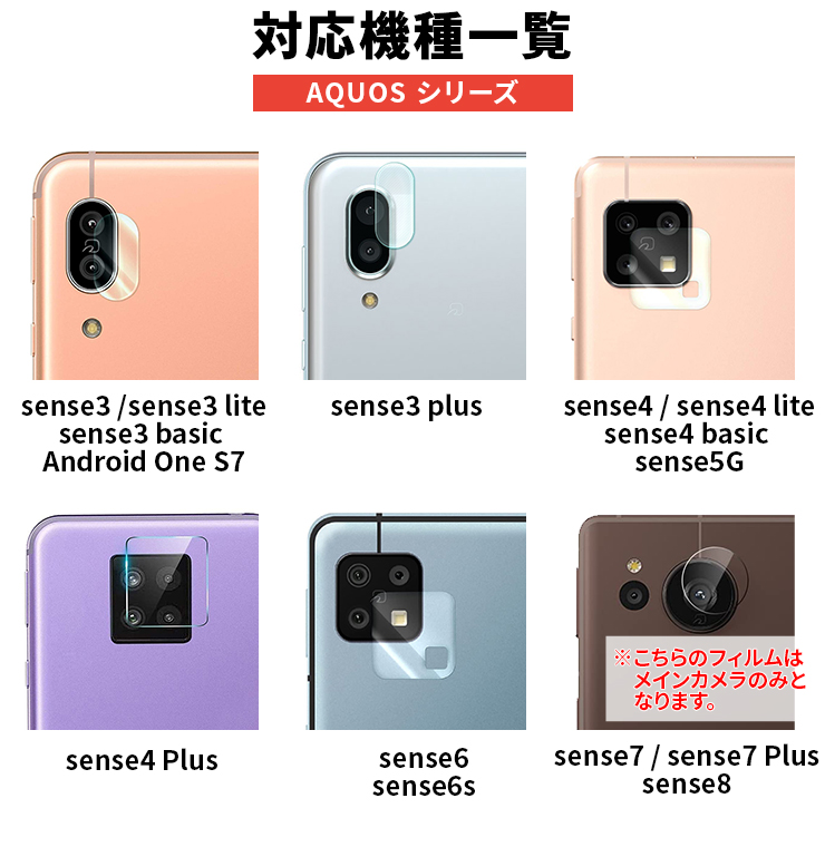 AQUOS sense8 sense7 plus sense6 sense4 lite sense5G sense3 カメラフィルム カメラ液晶保護カバー レンズ 保護 ガラス カバー クリア ガード 保護フィルム｜thursday｜06