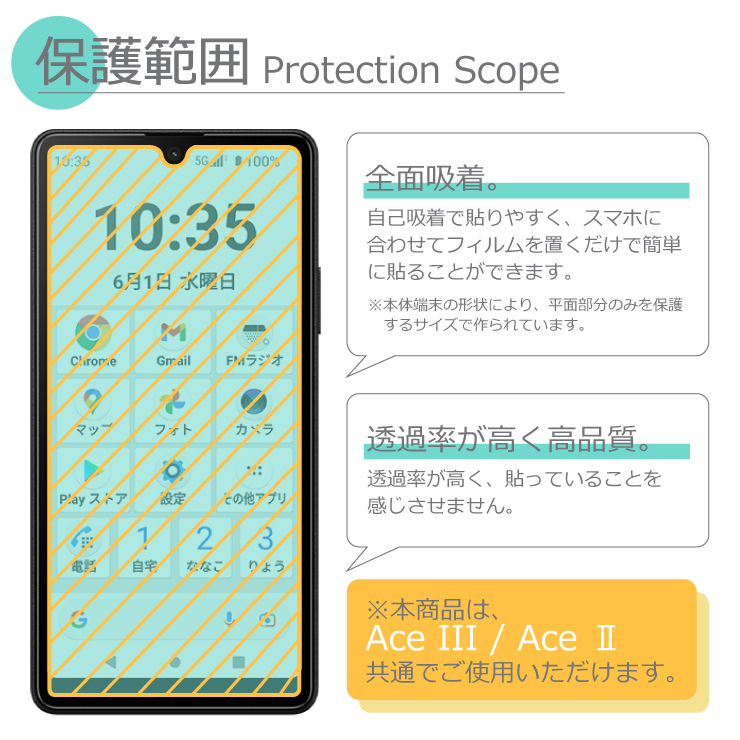 Xperia Ace II SO-41B 液晶保護ブルーライトカットガラスフィルム