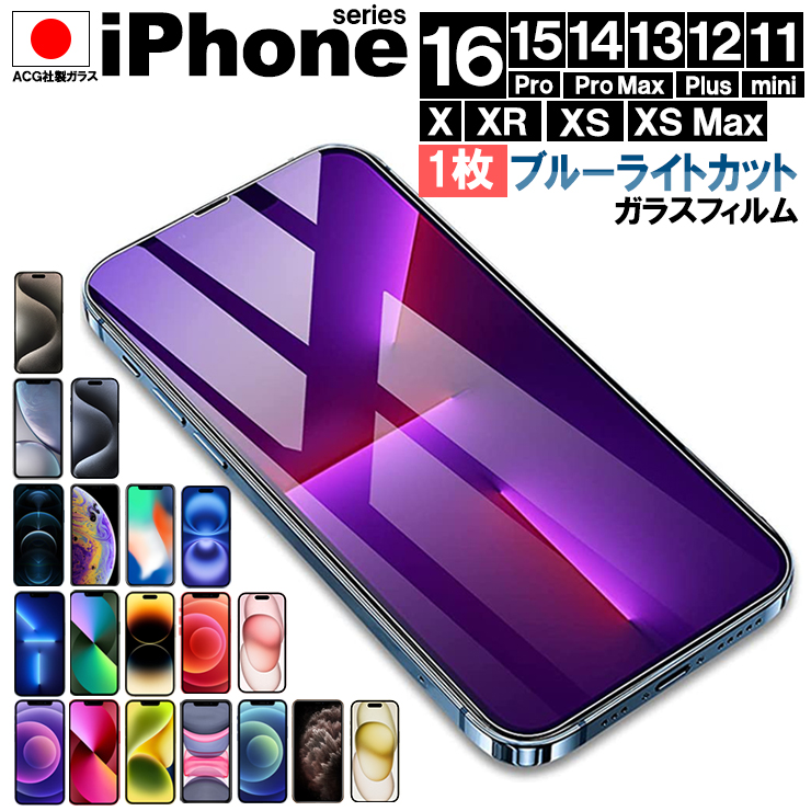 iPhone 液晶保護ブルーライトカットガラスフィルム