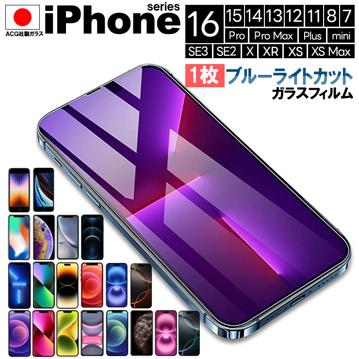 iPhone 液晶保護ブルーライトカットガラスフィルム