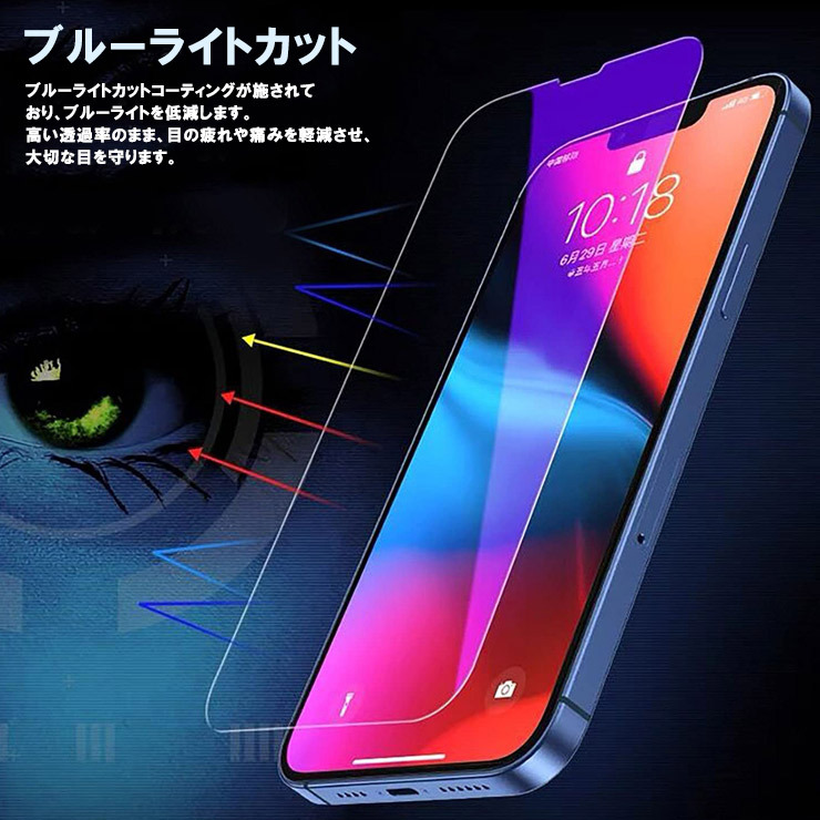 iPhone 液晶保護ブルーライトカットガラスフィルム