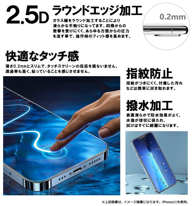 iPhone 液晶保護ブルーライトカットガラスフィルム