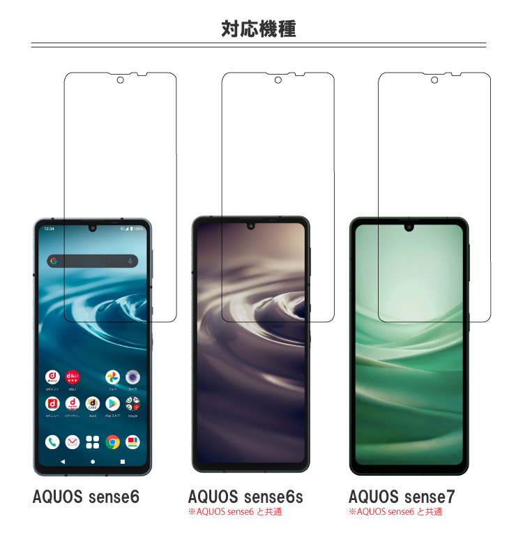AQUOS sense7 sense6 sense6s ガラスフィルム ガイド枠付き フィルム