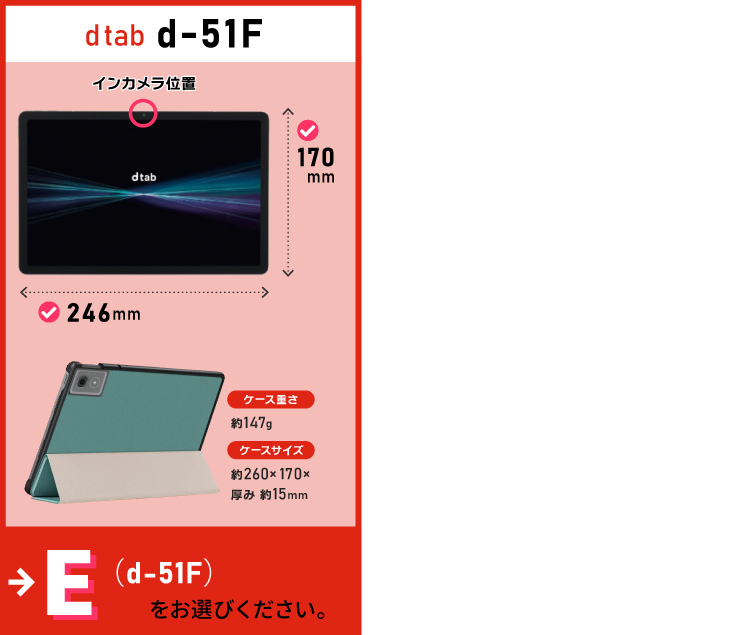 docomo dtab d-51F Compact d-52C 8.4インチ d-51C 10.1インチ d-42A d