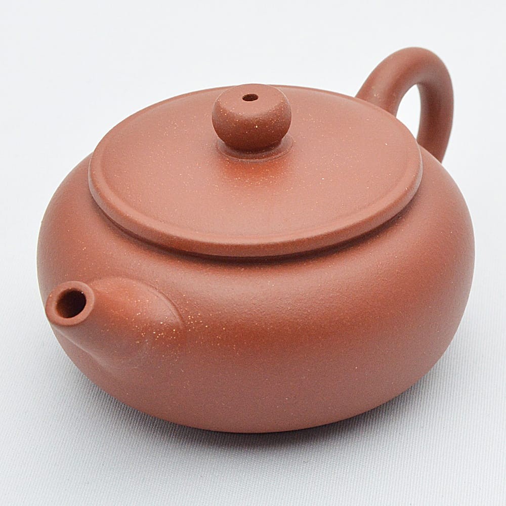 宜興紫砂壺・小扁敦120ml（赤茶）（中国茶器の茶壺・ティーポット