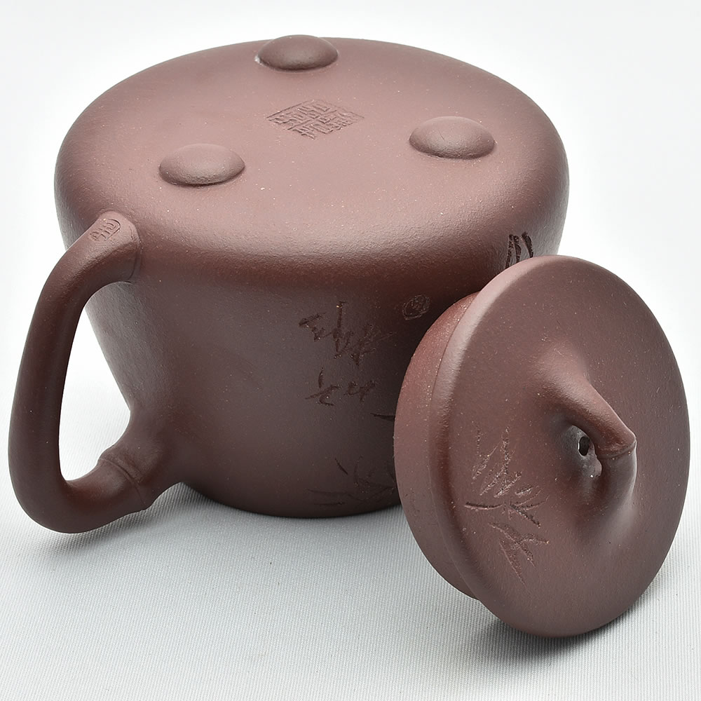 中国茶器・茶壺 高石瓢竹（周向春・濃茶）270ml （宜興紫砂壺・急須