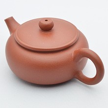 宜興紫砂壺・小扁敦120ml（赤茶）（中国茶器の茶壺・ティーポット