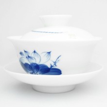 中国茶器・青花磁器 蓋碗(蓮)100ml（満水160ml） : 天香茶行