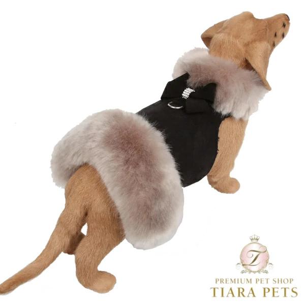 Susan Lanci DESIGNS Nouveau Bow Soft Silver Fox Fur Coat 受注生産【小型犬 犬用 ハーネス コート セレブ】 XXS