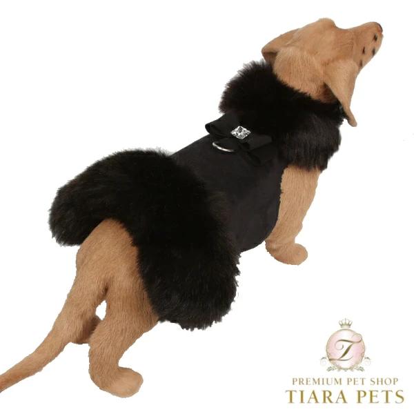 Susan Lanci DESIGNS Big Bow Black Fox Fur Coat 受注生産【小型犬 犬用 ハーネス コート セレブ】 XXS