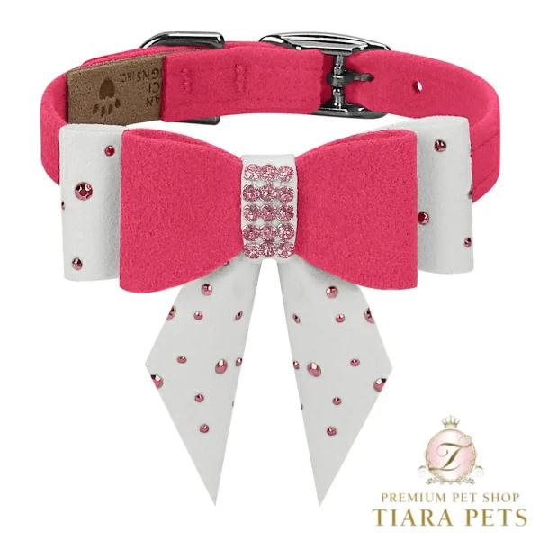 Susan Lanci DESIGNS Pink is Love Double Tail Bow Collar 受注生産【小型犬 犬用 ハーネス セレブ】 L