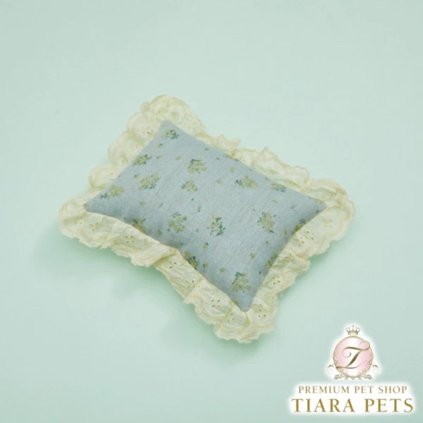 ルイスドッグ louisdog Irish Linen Mini Pillow/Mint Flower【小型犬 犬用 枕 ピロー クッション セレブ】