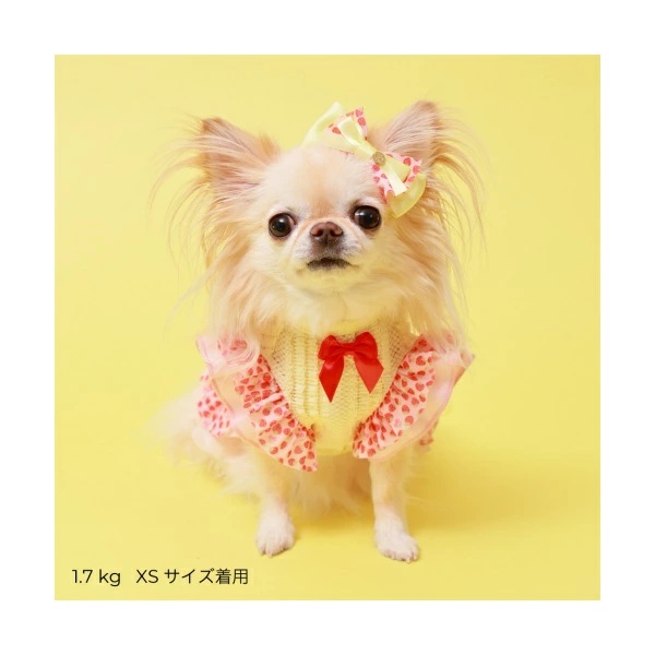 犬用品 Godpiva 犬服 チェリー柄 フリル ワンピース バレッタつき