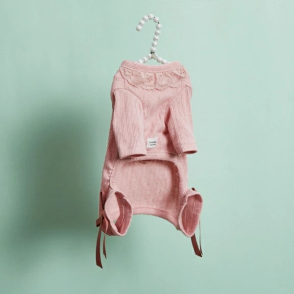 ルイスドッグ louisdog Eyelet All-in-One/Pink【小型犬 犬用 犬服 オールインワン ロンパース つなぎ セレブ】の画像