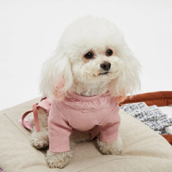 ルイスドッグ louisdog Eyelet All-in-One/Pink【小型犬 犬用 犬服 オールインワン ロンパース つなぎ セレブ】の画像