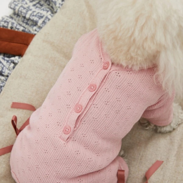 ルイスドッグ louisdog Eyelet All-in-One/Pink【小型犬 犬用 犬服 オールインワン ロンパース つなぎ セレブ】の画像