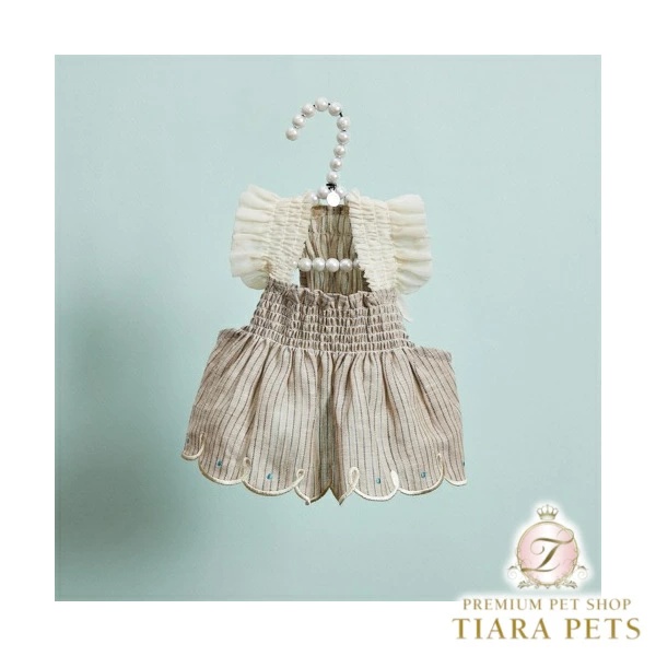 ルイスドッグ louisdog Linen Sun Dress/Antique stripes【小型犬 犬服 ワンピース ドレス スカート セレブ】