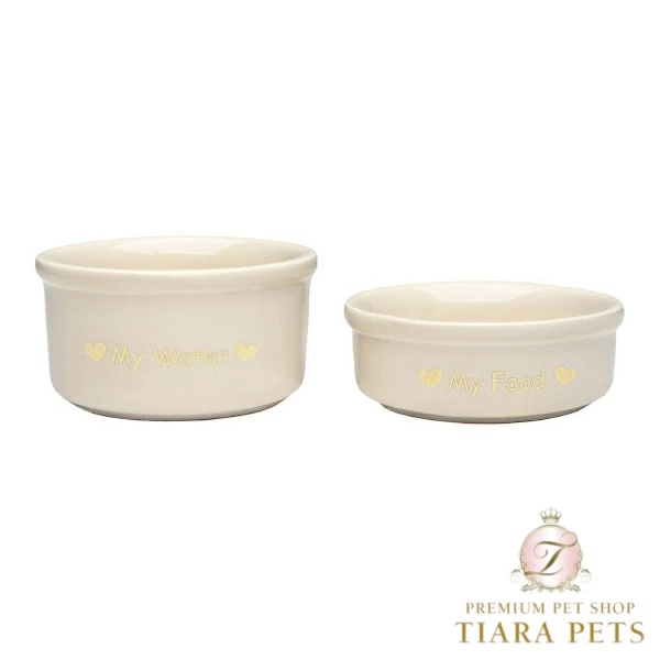 フォーペッツオンリー For Pets Only Teacup Bowl Set Beige Cream【犬用 食器 フードボウル セレブ】