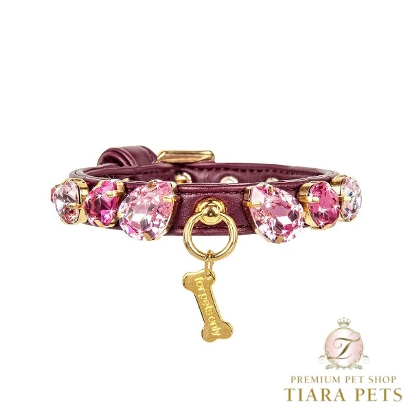 フォーペッツオンリー For Pets Only Burgundy Candy Diamond Collar【小型犬用 犬用 カラー 首輪 セレブ】
