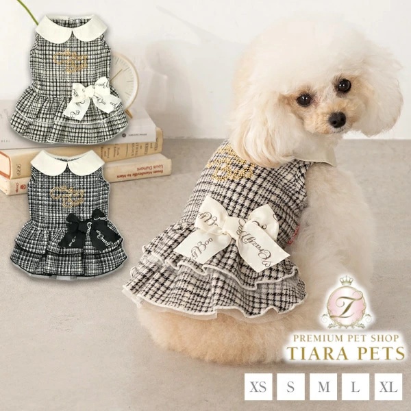 クレイジーブー CRAZYBOO 腰リボンチェックワンピ【犬服 小型犬