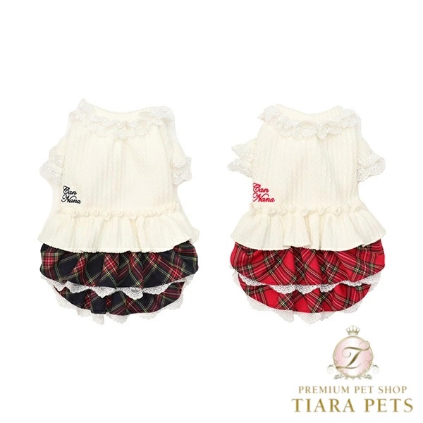 きゃんナナ CanNana クラシカルチェックドッキングワンピース 1168【小型犬 犬服 ワンピース ドレス スカート】