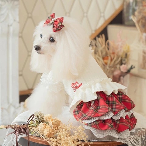 きゃんナナ CanNana クラシカルチェックドッキングワンピース 1168【小型犬 犬服 ワンピース ドレス スカート】の画像