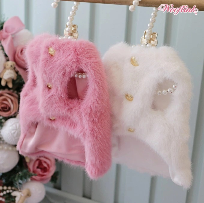 ブルブブ ピンク犬服 ファー襟付きコート S CanNana 犬服 犬の服 秋冬 ファー衿のプリンセスコート 防寒 アウター