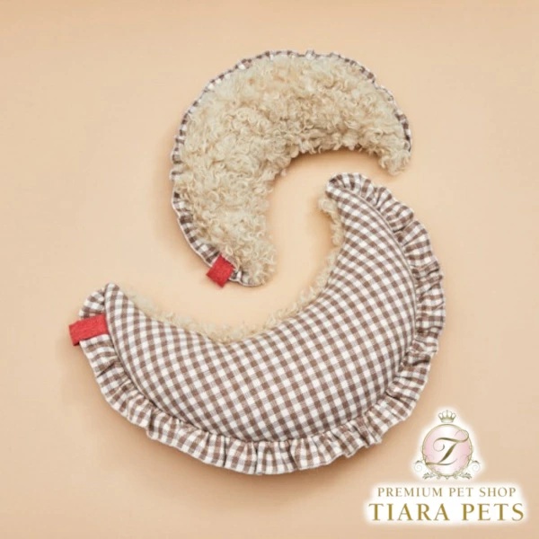 ルイスドッグ louisdog Mocha Check Moon Pillow【小型犬 犬用 枕 クッション セレブ】