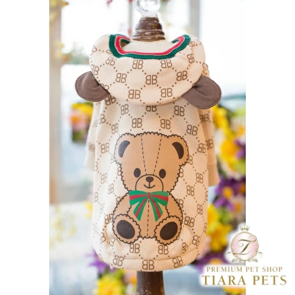 ブルブブ BUL BU-BU モノグラム くまちゃん前あきP/K XXS/XS【小型犬 犬服 トップス アウター パーカー フード セレブ】