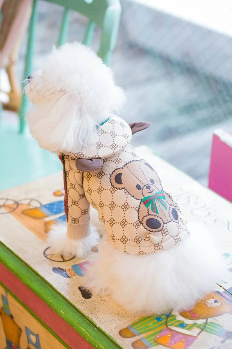 ブルブブ BUL BU-BU モノグラム くまちゃん前あきP/K XXS/XS【小型犬 犬服 トップス アウター パーカー フード セレブ】の画像
