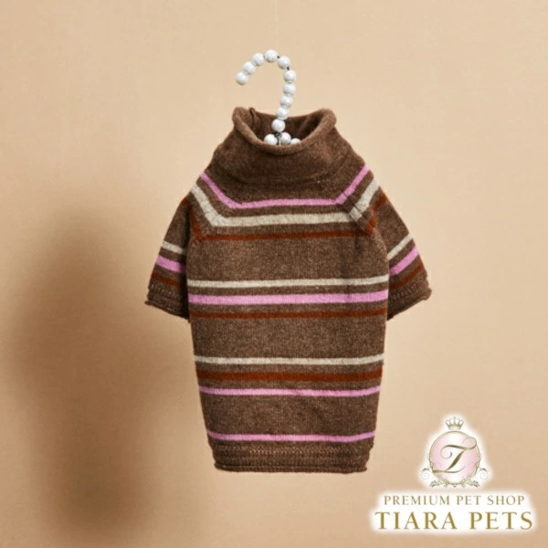 ルイスドッグ louisdog Woody Stripes Cash High Neck XS/S/SM/M/L/XL【小型犬 犬服 トップス ニット セーター ハイネック セレブ】