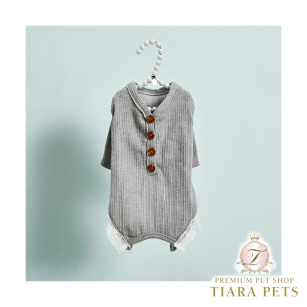 ルイスドッグ louisdog Misty Grey Romper XS/S/SM/M/L/XL【小型犬 犬服 ロンパース つなぎ パンツ セレブ】