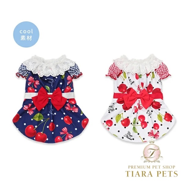 きゃんナナ CanNana オリジナルさくらんぼ柄COOLワンピース 1182 SS/S/S+M/M/L【小型犬 犬服 ドッグウェア ワンピース ドレス スカート】