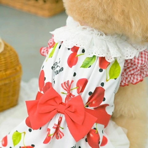 きゃんナナ CanNana オリジナルさくらんぼ柄COOLワンピース 1182 SS/S/S+M/M/L【小型犬 犬服 ドッグウェア ワンピース ドレス スカート】の画像
