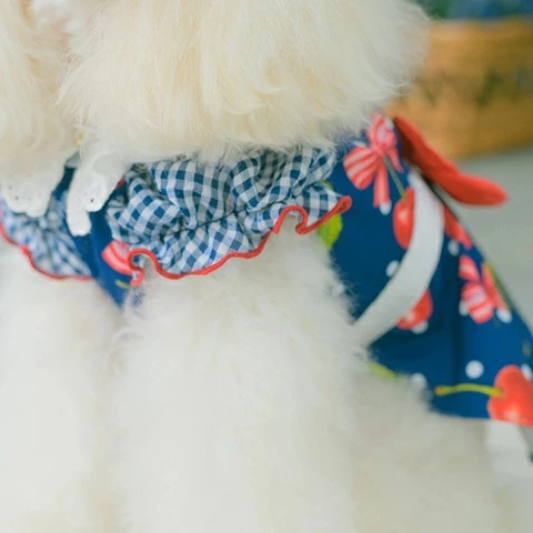 きゃんナナ CanNana オリジナルさくらんぼ柄COOLワンピース 1182 SS/S/S+M/M/L【小型犬 犬服 ドッグウェア ワンピース ドレス スカート】の画像